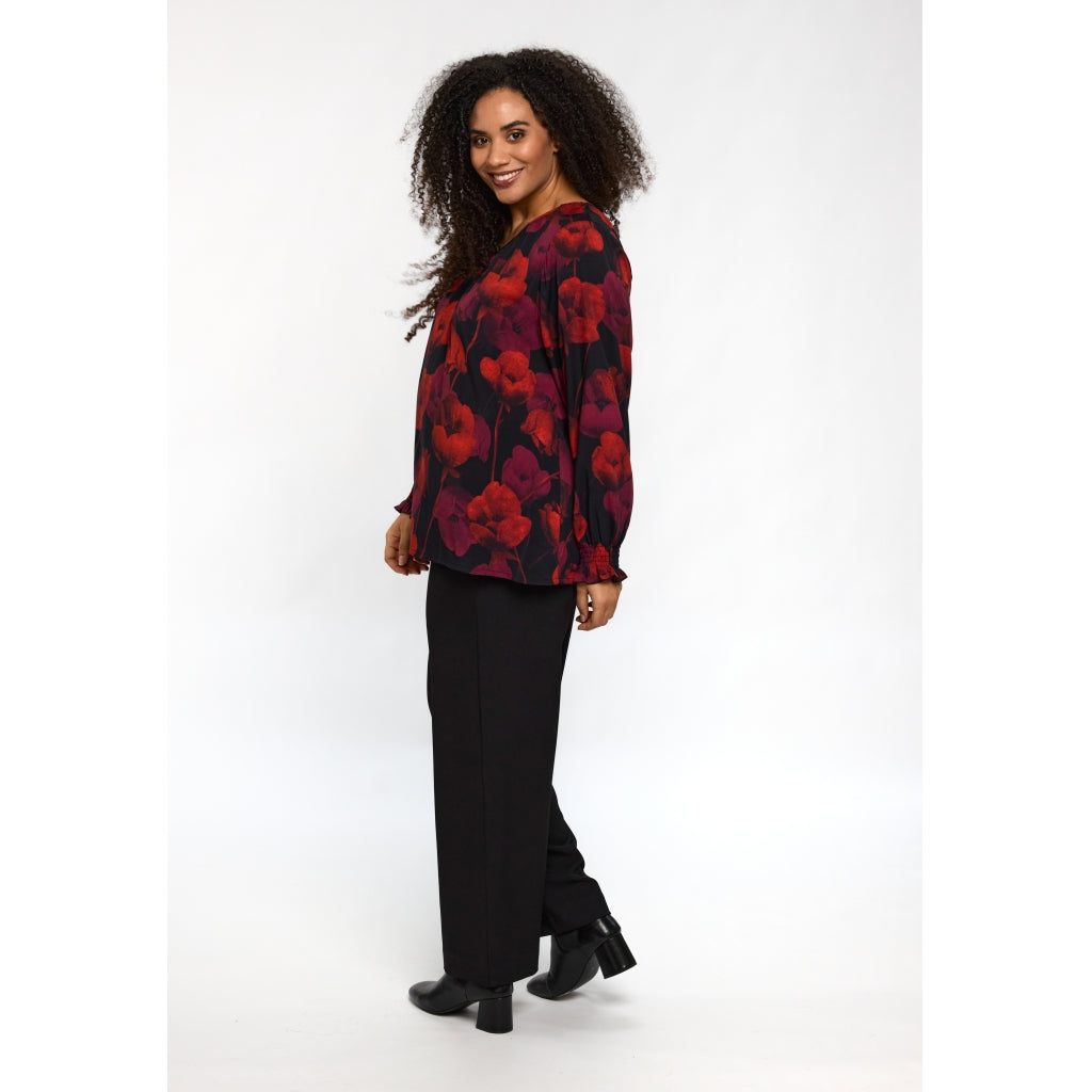 Studio SIngred Blouse Blouse Black with Red Flower