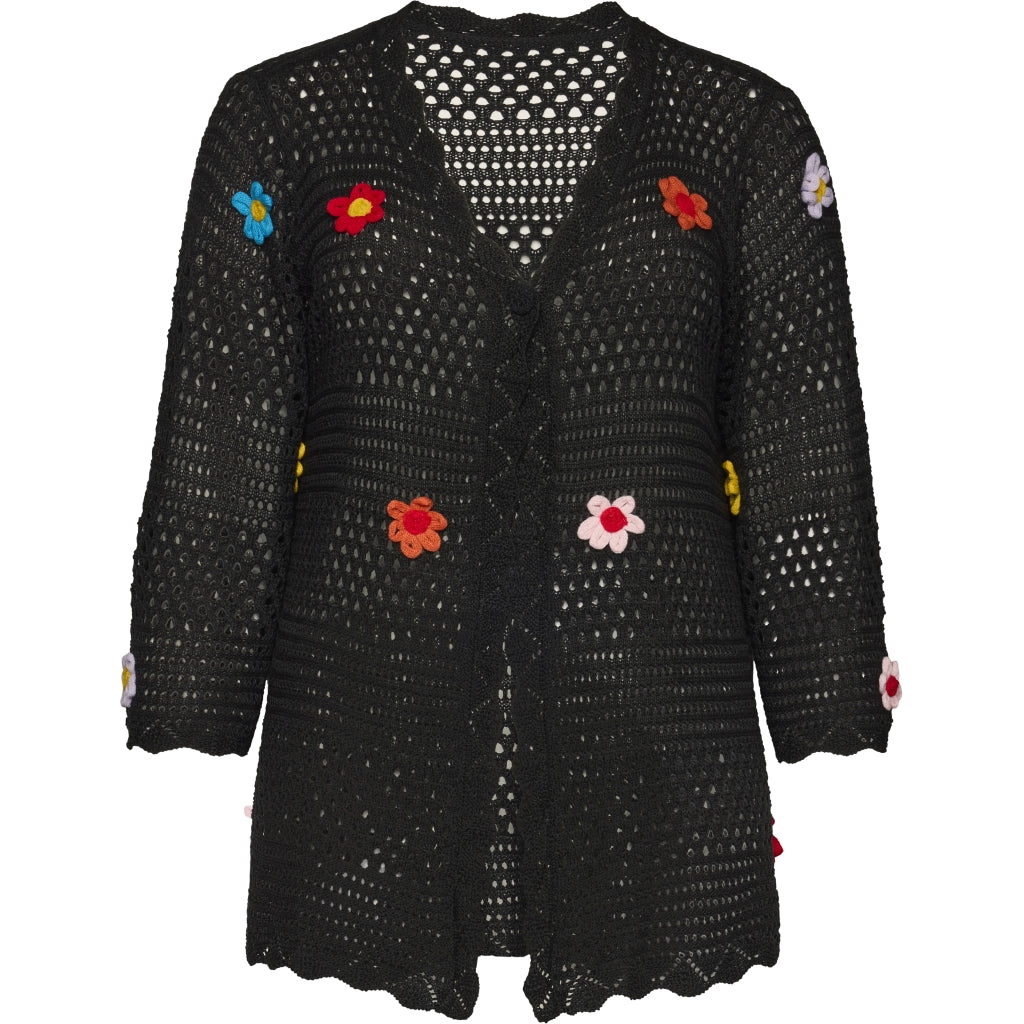 Studio SAmaya knit cardigan with flowers Cardigan Black
