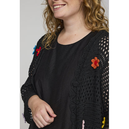 Studio SAmaya knit cardigan with flowers Cardigan Black