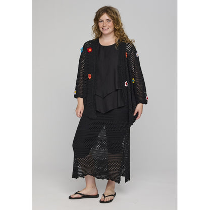 Studio SAmaya knit cardigan with flowers Cardigan Black