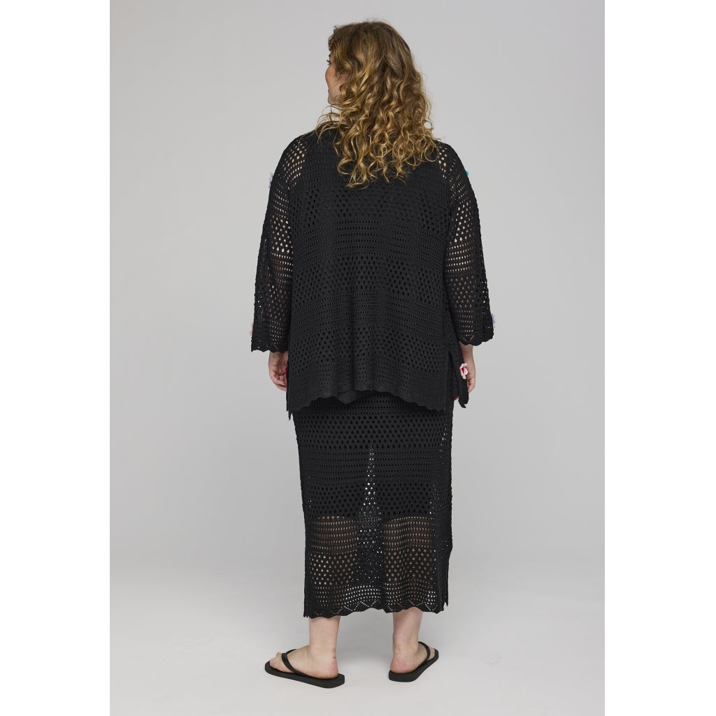 Studio SAmaya knit cardigan with flowers Cardigan Black