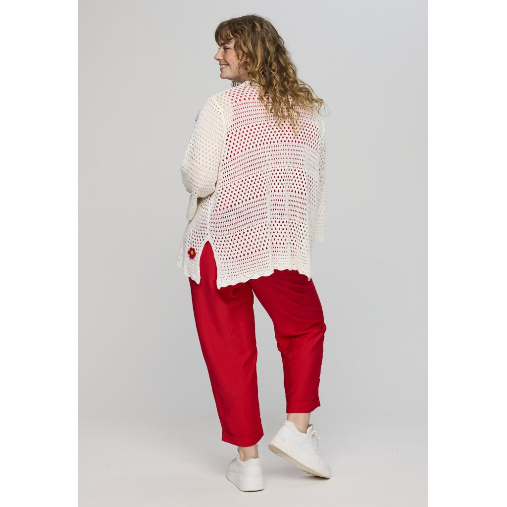 Studio SAmaya knit cardigan with flowers Cardigan White