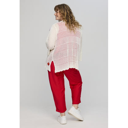 Studio SAmaya knit cardigan with flowers Cardigan White