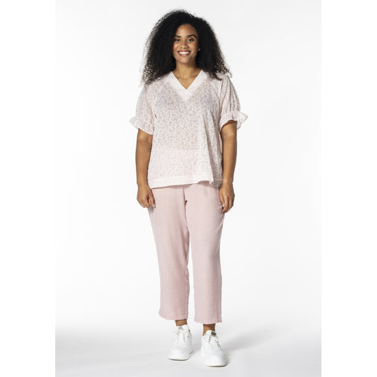 Studio SDasie Blouse Blouse White + pink stitch flower