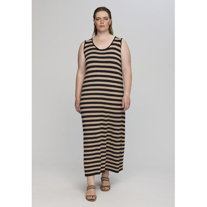 Studio SDolly knit long dress Long Dress Black/sand stripe