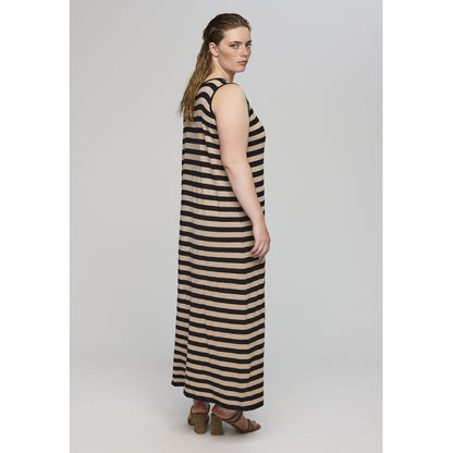 Studio SDolly knit long dress Long Dress Black/sand stripe