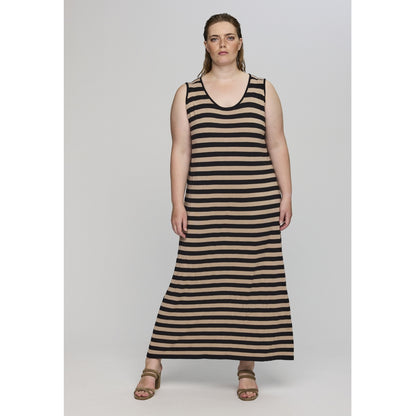 Studio SDolly knit long dress Long Dress Black/sand stripe