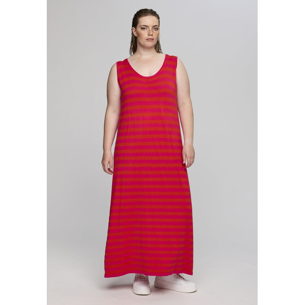 Studio SDolly knit long dress Long Dress Pink-orange stripe