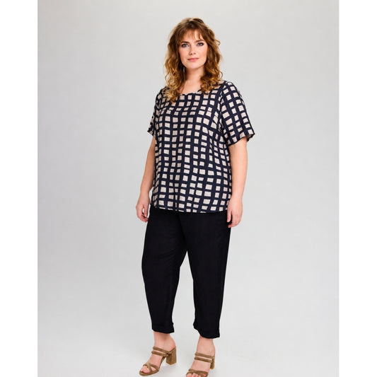 Studio SEsther Blouse Blouse Black with sand checks