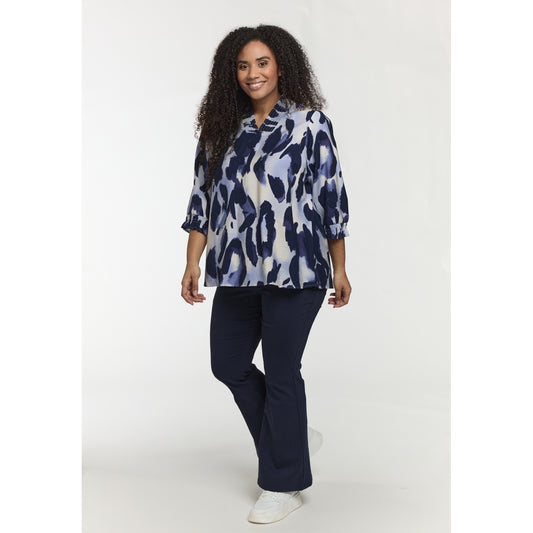 Studio SFeodora Blouse with smock neck Blouse Blue clouds