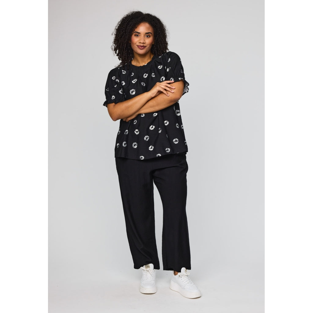 Studio SFozia Blouse Blouse Black with circle deco