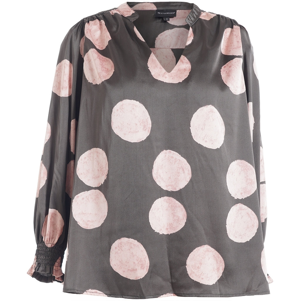 Studio SHannah Shirt Shirt Black with rose large dot