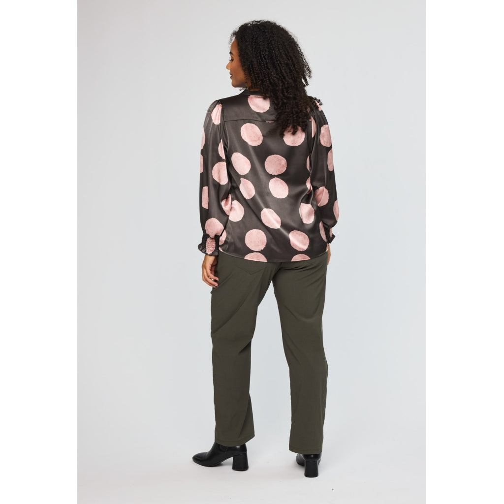 Studio SHannah Shirt Shirt Black with rose large dot