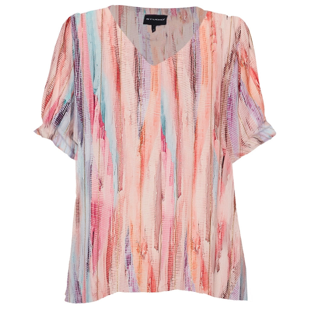Studio SNicolina Blouse Blouse Pink with gold stripes