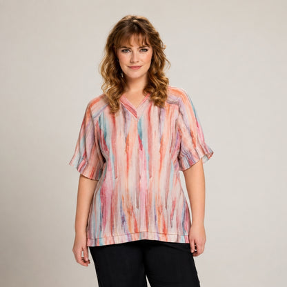 Studio SNicolina Blouse Blouse Pink with gold stripes
