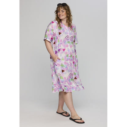 Studio SSally dress Dress White with pink/purple bobles