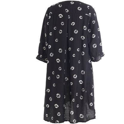 Studio SSaphina Dress with long side zipper Dress Black with circle deco