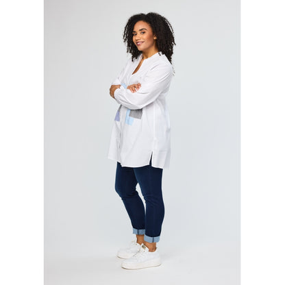 Studio SSvala White shirt with blue striped details Shirt White with blue details