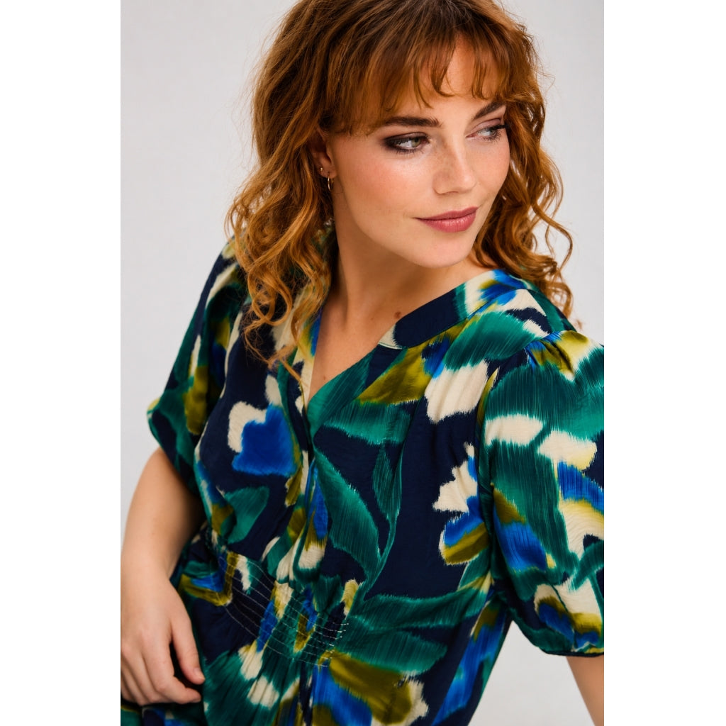 Studio SVera Dress with smock Dress Blue green print