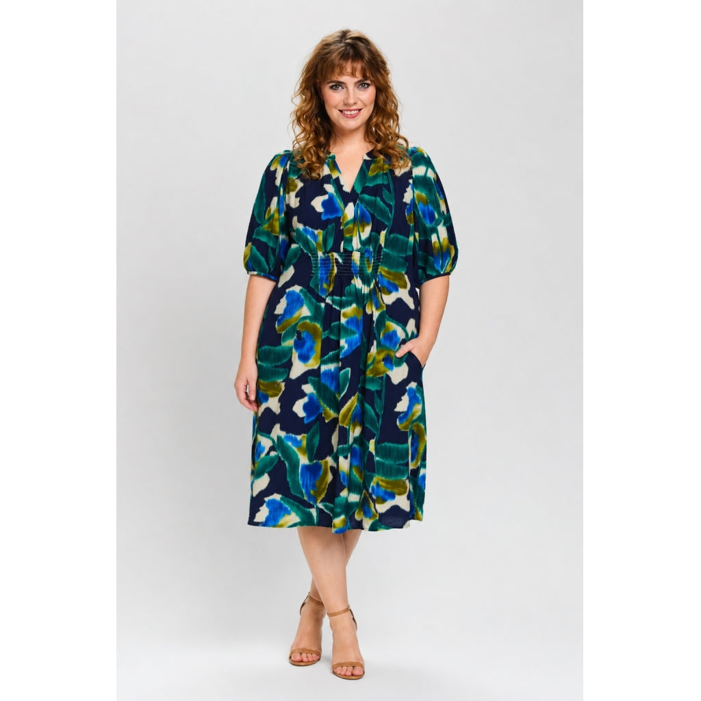 Studio SVera Dress with smock Dress Blue green print